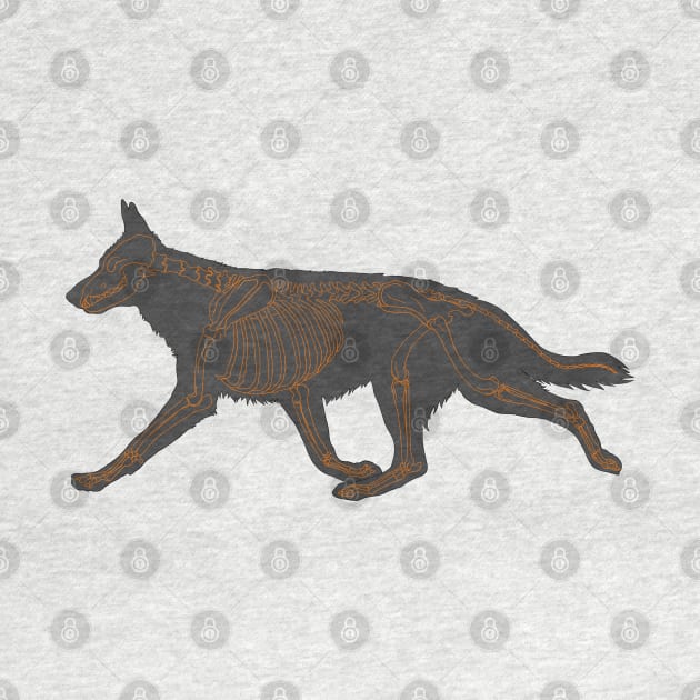 Halloween Design - Dog Skeleton Orange by Earthy Fauna & Flora